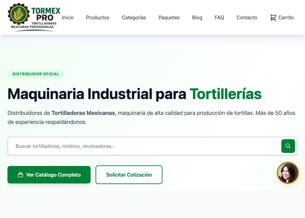 Tormex Pro — Distribuidora de tortilladoras y maquinaria